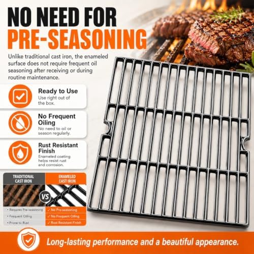 Hisencn Porcelain-Enameled Grill Grates for Char-Broil Advantage, 3-Pack - Image 5