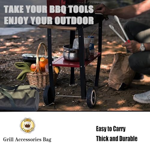 Grill Utensil Storage Bag for Outdoor Grilling, 19.6 x 6 x 6 in, Green - Image 3