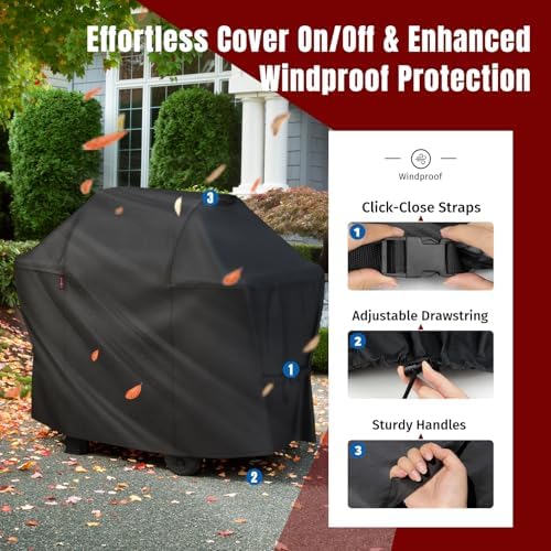 SHINESTAR 58in Grill Cover for Weber Spirit & Genesis, Velcro Straps - Image 4