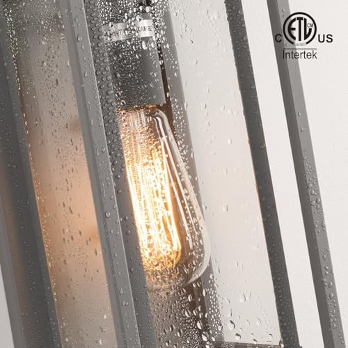mirrea 14" Modern Outdoor Porch Wall Light, Matte Gray, 2 Pack - Image 5