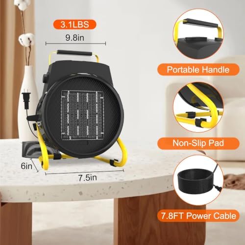 Outdoor Heater for Patio, 1500W Electric Garage Outdoor Heaters with 3 Modes, 3s Fast Heating, with Overheat Protection, Electric Space Heaters for Patio, Garage, Greenhouse, Office - Image 2