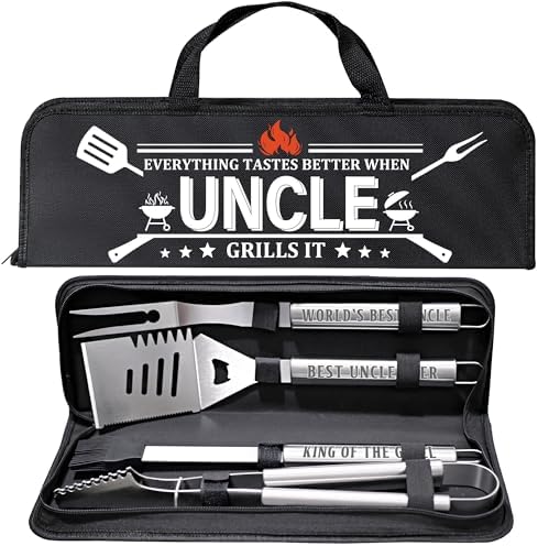 Uncle Gifts from Nephew, Gifts for Uncle Christmas, Grilling Accessories, Heavy Duty Stainless Steel Grill Set BBQ Grill Tools for Outdoor Grill with Aluminum Case, Camping Grill Utensils Set by Unknown