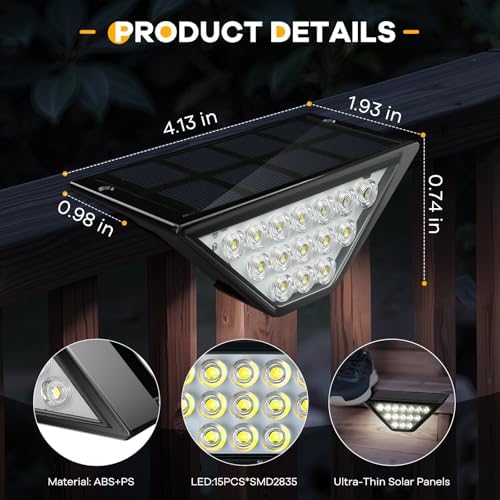 BKBB PPBB Solar Step Lights for Outside, Solar Stair Lights Outdoor Waterproof, Deck Step Lights for Fence, Patio, Yard, Porch, Front Door, Sidewalk, Garden, Patio Decor (12, Cool White) - Image 5