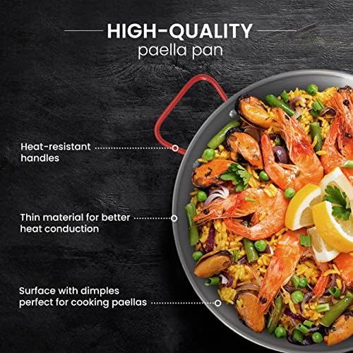 Machika Traditional Carbon Steel Skillet, Genuine Spanish Paella Pan with Dimpled Surface, Versatile Carbon Steel Pan for Global Rice Dishes, 12 inches/4 Servings - Image 4