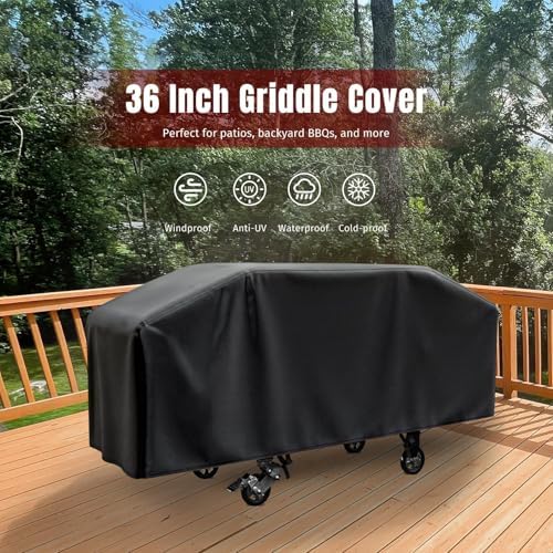 SHINESTAR Griddle Cover for Blackstone 36 Inch Griddle Without Hood, Heavy Duty Waterproof Flat Top Gas Grill Cover with Click-Close Straps, UV-Resistant BBQ Cover for More 4-Burner Griddle - Image 2