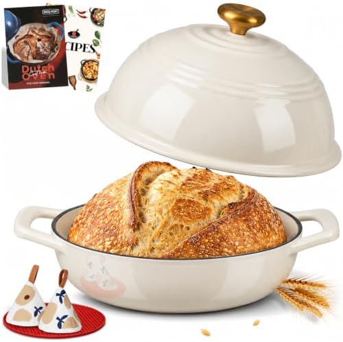 Overmont Enameled Cast Iron Dutch Oven, 6QT Bread Oven with Dome Lid Recipe by Overmont