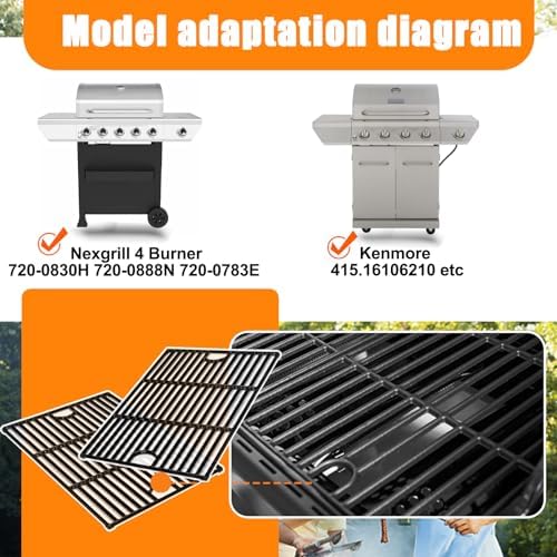 Uniflasy Grids Grates Replacement Parts for Nexgrill 720-0830H 4 Burner 5 Burner 720-0888N 720-0888S 720-0830x Gas Grill Heat Plates & Grates Parts for Nexgrill 17inch - Image 2