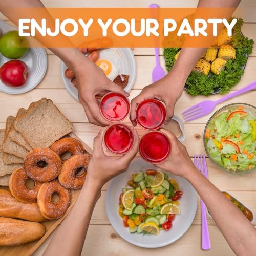 60 Pcs Purple Disposable Plastic Forks Cutlery Heavy Duty Dinnerware Plastic Silverware Flatware for Home Office School Party Picnics Restaurant Outdoor Events or Every Day Use (Purple) - Image 7
