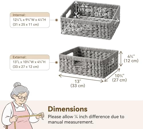 GRANNY SAYS Wicker Baskets for Organizing, Waterproof Pantry Baskets, 1Pack - Image 7