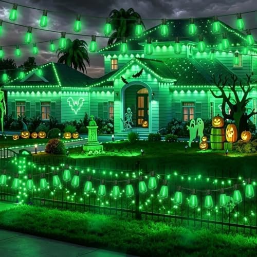 LAMPHOME 26Ft ST38 Outdoor String Lights, Green St Patrick's Day Patio Lights with 12+1 ST38 Edison Bulbs, LED Shatterproof String Lights for Outside Bistro Christmas Patio Party Decorations - Image 2