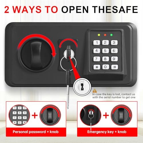 1.0 Cub Small Safes for Home Use Fire and Water Proof, Digital Security Fire Safe Box with Combination Lock, Spare Keys and Removable Shelf, Home Safe Fireproof Waterproof for Document Money Valuables - Image 5