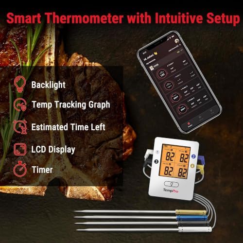 TempPro TempSync 650ft Bluetooth Meat Thermometer for Cooking with 4 Probes - Image 5