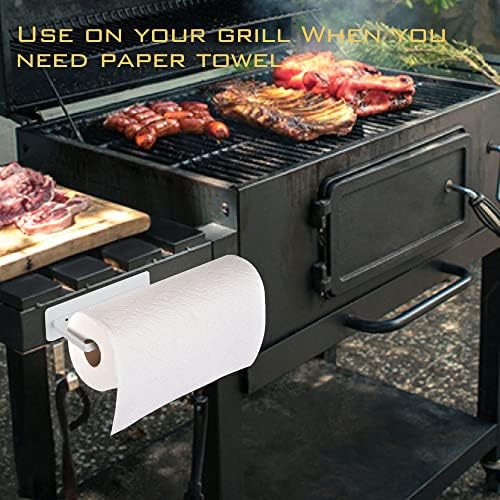 Magnetic Paper Towel Holder,White Towel Bar Rack for Refrigerator BBQ Grills Griddles Toolbox RVs Tailgates,Heavy Duty Strong Magnet Backing,12”(L) x 3”(H),Fit Most US Paper Roll - Image 5