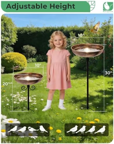10" Small Metal Bird Bath with Stake, Outdoor Birdbath for Garden - Image 6
