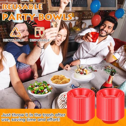 24 Pack 16oz White Disposable Plastic Bowls Dessert, Ice Cream, Salad, Soup Serving Cups for Party, Picnic, Food Snacks (White) - Image 4