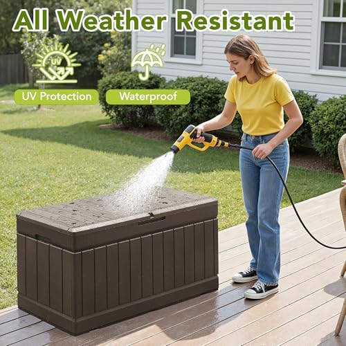 Devoko 78 Gallon Deck Box, Waterproof Resin Outdoor Storage Box - Image 5