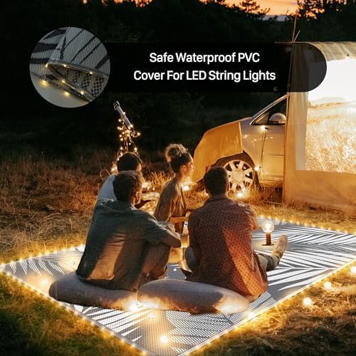 GENIMO Outdoor Rug, Waterproof Plastic Rugs for Patio, 8'x10' Led Grey - Image 3