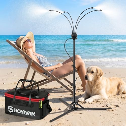 Roylvan Portable Misters for Outside Patio, Battery-Powered with 4 Nozzles by Roylvan