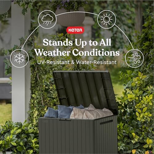 Keter City 30 Gal Outdoor Storage Box and Patio Side Table - Image 3