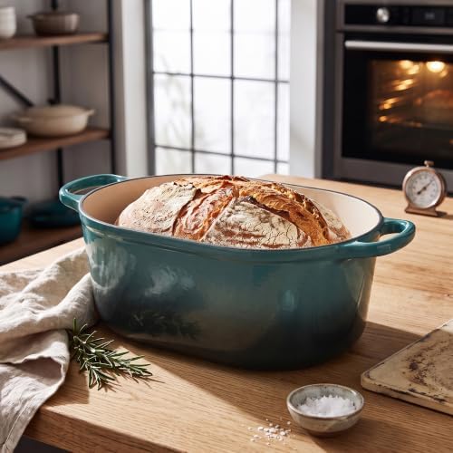 EDGING CASTING Enameled Cast Iron Oval Dutch Oven, 6QT, Slateblue - Image 6
