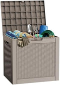 PatioZen 37 Gallon Deck Box,Waterproof Resin Outdoor Storage Boxes, Outside Storage Lockable Container for Garden Tools,Indooor Cushions,Accessories (Grey) by OutdoorLivingPerfected