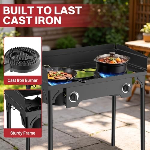 2 Burner Propane Camp Stove | 150,000 BTU | High Pressure Gas Burners - Image 6