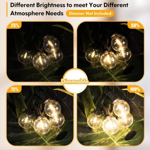 Brightever Outdoor String Light 150FT, Waterproof Dimmable Patio Lights with 75 G40 Globes, Shatterproof Connectable Outside Hanging Light for Backyard Porch - Image 4