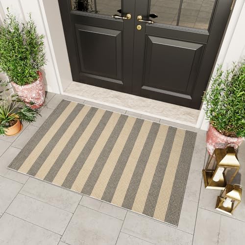 OJIA Tan Washable Outdoor Rugs 3'x5' Front Door Mat Fall Porch Rug Decor - Image 2
