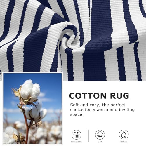 IOHOUZE 2x3 Striped Outdoor Door Mat, Washable Porch Rug, Navy White - Image 6
