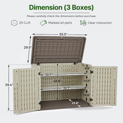Macrout 25 Cu Ft Outdoor Storage Cabinet with Shelves, Waterproof ST5737 - Image 2