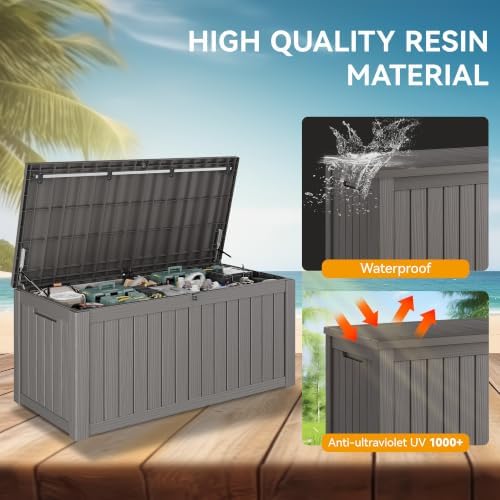 KAMABOKO 160 Gallon Outdoor Storage Box Waterproof Deck Box for Patio - Image 3