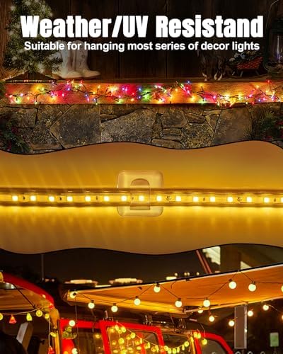 LZC 50 Pack Clear Adhesive Strips Hooks for Outdoor String Lights Clips - Image 6