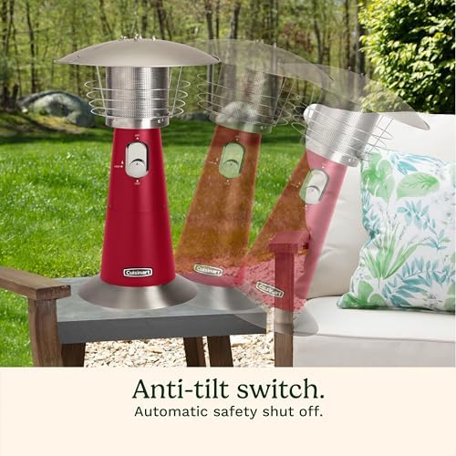 Cuisinart Portable Tabletop Patio Heater, 11,000 BTU Outdoor Propane Heater with Safety Tilt Switch and Adjustable Heat, Burner Screen Guard, 30 sq. Foot Heat Range, Red - Image 5