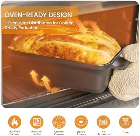 Cast Iron Dutch Oven for Sourdough Bread baking, 9×5 Loaf Pan with Lid, Bread Pans for Homemade Bread, 2 in 1 Dutch Oven Pot with Lid, Pre-Seasoned (4.5 QT) - Image 6