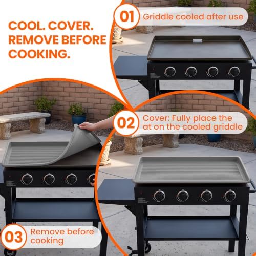 Silicone Griddle Cover Mat for Blackstone 36in, Raised-Edge Gray - Image 6