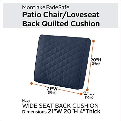Classic Accessories Montlake Water-Resistant 21 x 20 x 4 Inch Wide Back Patio Quilted Lounge Cushion, Navy, Outdoor Loveseat Cushions - Image 2