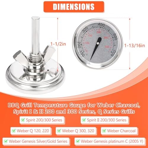 QuliMetal 60540 67031 Grill Thermometer Replacement for Weber Charcoal - Image 3