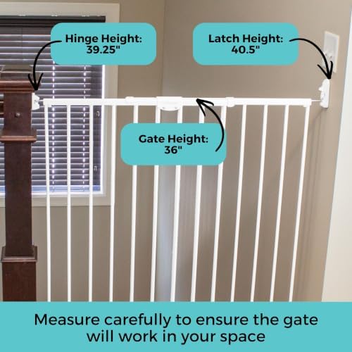 Toddleroo Easy Swing & Lock Baby Gate for Top of Stairs: 36" Tall, White - Image 5