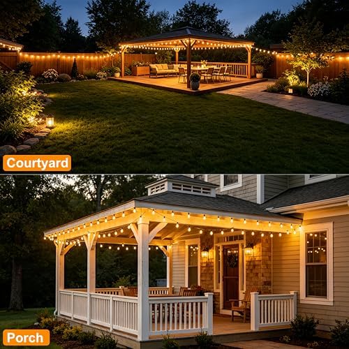 Outdoor String Lights, 150FT 75 ST38 Shatterproof Vintage LED Bulbs - Image 7