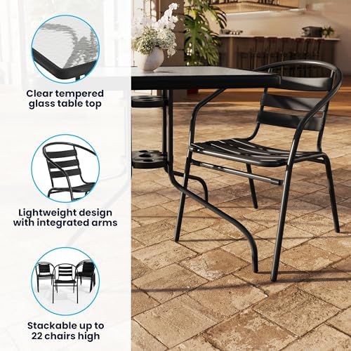 Flash Furniture 31.5 in Aluminum Square Table, Black - Image 3