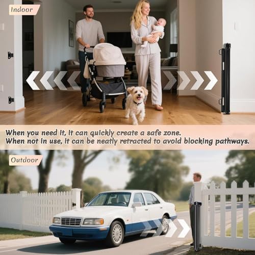 Miumoon 100 inch Reinforced Retractable Baby Gates 34 inch Tall - Image 5