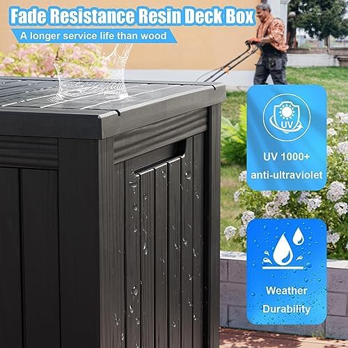 Outdoor Storage Box, 200 Gallon Waterproof Deck Box, Premium Hydraulic Cushion Storage Chest, High-Load Lockable Two-Seater Patio Storage Bench, Large Country Estate, Black - Image 6