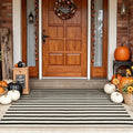 Fall Front Door Mat 3'x5', Cotton Woven Washable Striped Outdoor Rug by Sungea