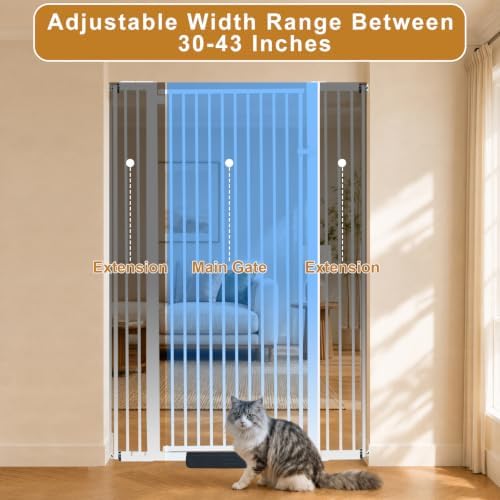 YZHDUXIU 55" Extra Tall Cat Gate, 29.92"-43" Wide Adjustable Pet Gate - Image 7