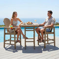 3-Piece HDPE Bar Height Table and Chairs Set, 42.1" Square High Top Pub Table with Umbrella Hole, 2 Adirondack Charis with Cup Holders, Outdoor Patio Dining Set for Bistro Backyard Deck Barnwood by SCANORDIC