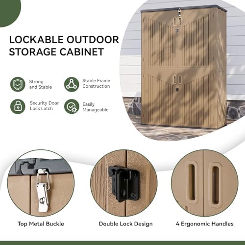 Aoxun Outdoor Storage Shed with 2 Shelves & Floor, 64 Cu.Ft Storage Cabinet - Image 4