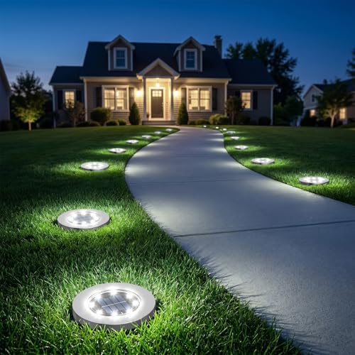 INCX Solar Lights Outdoor Waterproof, Cold White, 8 Pack Ground Lights - Image 4