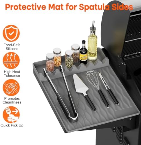 Silicone Griddle Tools Mat with Drip Pad for Blackstone – Non-Slip Spatula Rest & Side-Shelf Mat for Outdoor Grill Kitchen Counter, Heat-Resistant Grill Pad, Blackstone Griddle Accessories-Gray2-Pack - Image 3