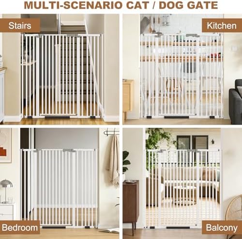 51" Extra Tall Cat Gate for Doorway, 30-49" Wide Auto Close Pet Gate with Extension Kits, No Drilling Pressure Mounted Dog Gate for Stairs, Doorways, Kitchen, Hallway - Image 7