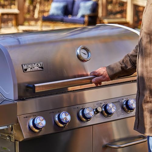 Monument Grills 77352 6+1 Burner Stainless Steel Cabinet Style Propane Gas Grill with Knob Controls, Side Burner, Built-In Thermometer, and Rotisserie Kit - Image 5